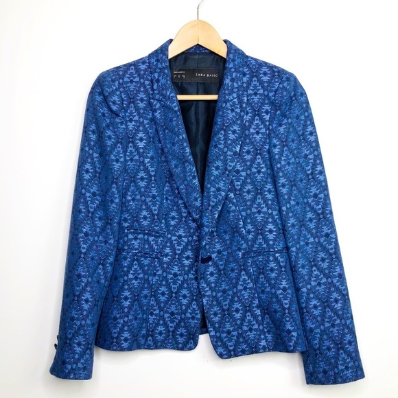 𝅺Zara basic Navy blue one button closure blazer - Picture 1 of 7